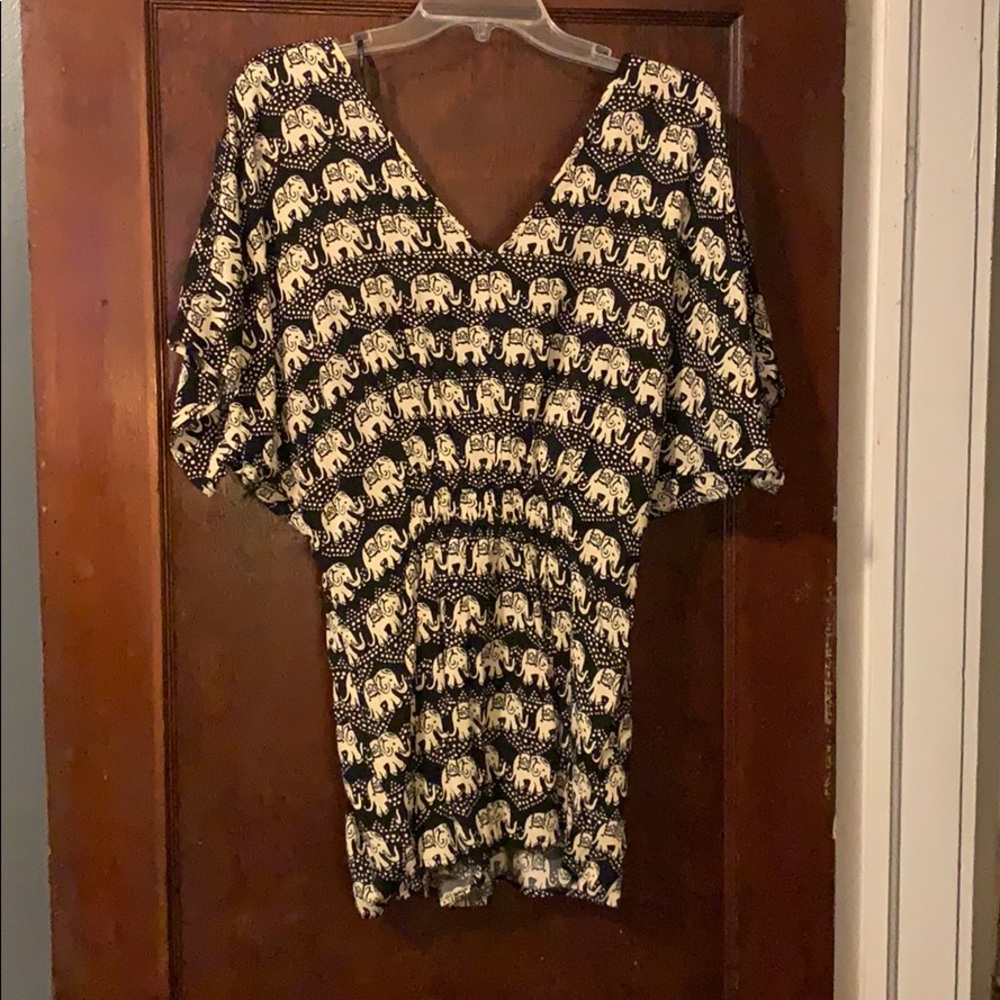 Forever21 Black & white elephant print romper